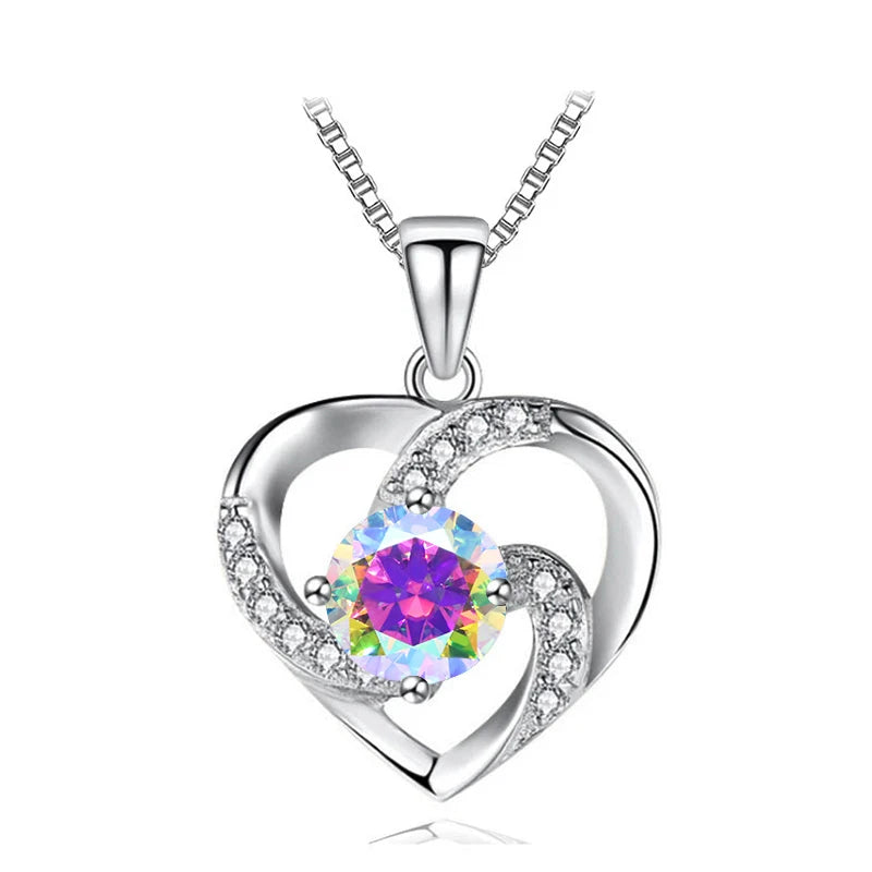 JoyceJelly 1CT Pass Tested Moissanite Heart Necklace for Women S925 Silver Gold Silver Color Diamond Pendant Birthday Party Gift