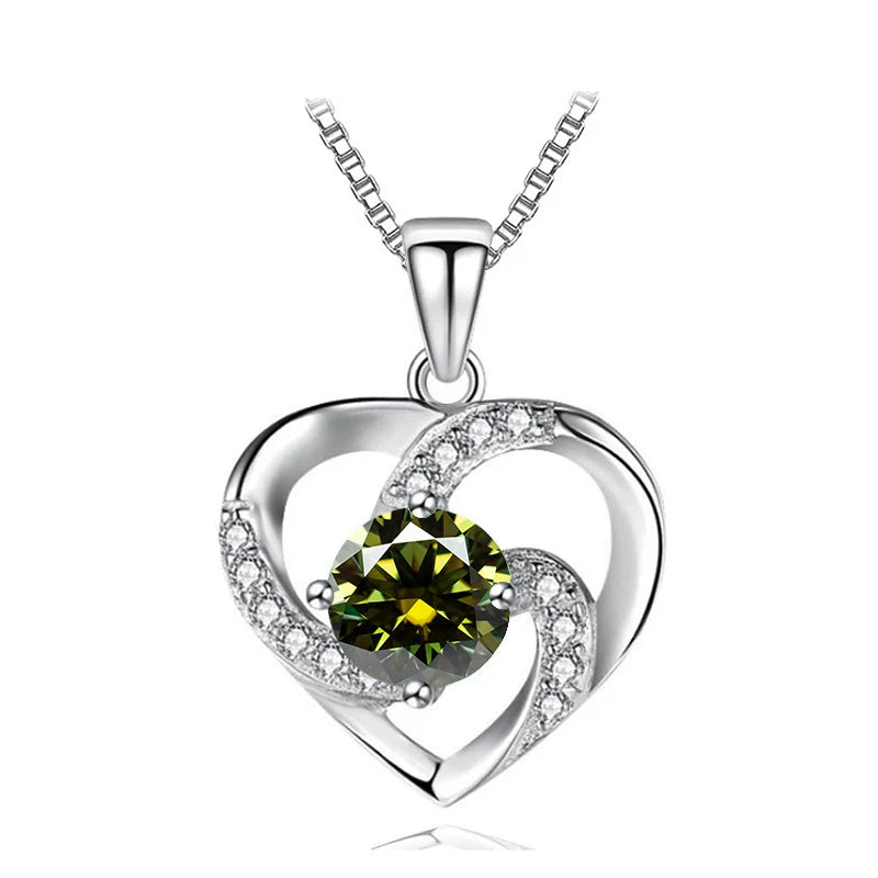 JoyceJelly 1CT Pass Tested Moissanite Heart Necklace for Women S925 Silver Gold Silver Color Diamond Pendant Birthday Party Gift