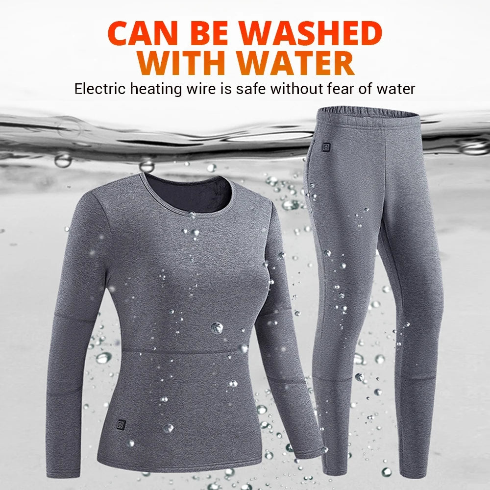 52 Areas New Heated Underwear Winter Thermal Underwear Women Men Heating Jacket Winter Accessories USB Electric Heating Clothes