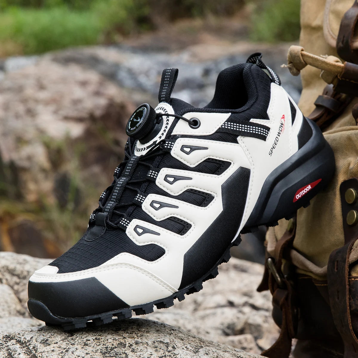 HIKEUP Men's Hiking Shoes Suede Leather Outdoor Shoes Wear-resistant Men Trekking Walking Hunting Tactical Sneakers