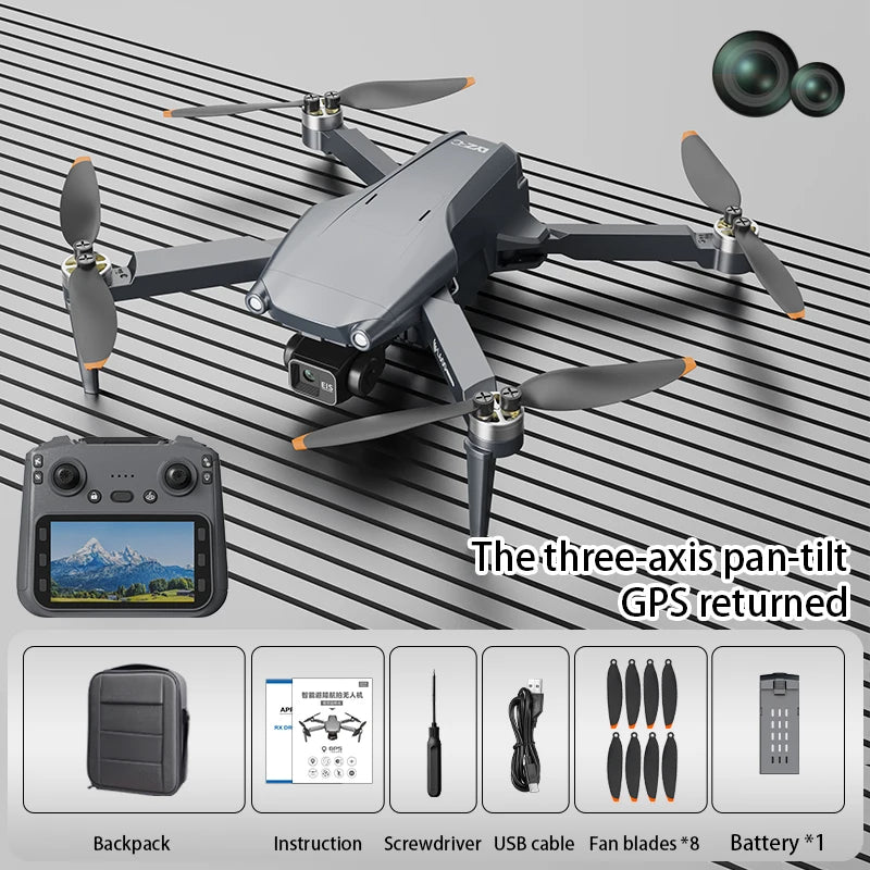L600 PRO MAX Drone 8K Professional HD Camera 3-axis gimbal 5G WIFI FPV Obstacle Avoidance Brushless Large Screen Quadcopter Toys