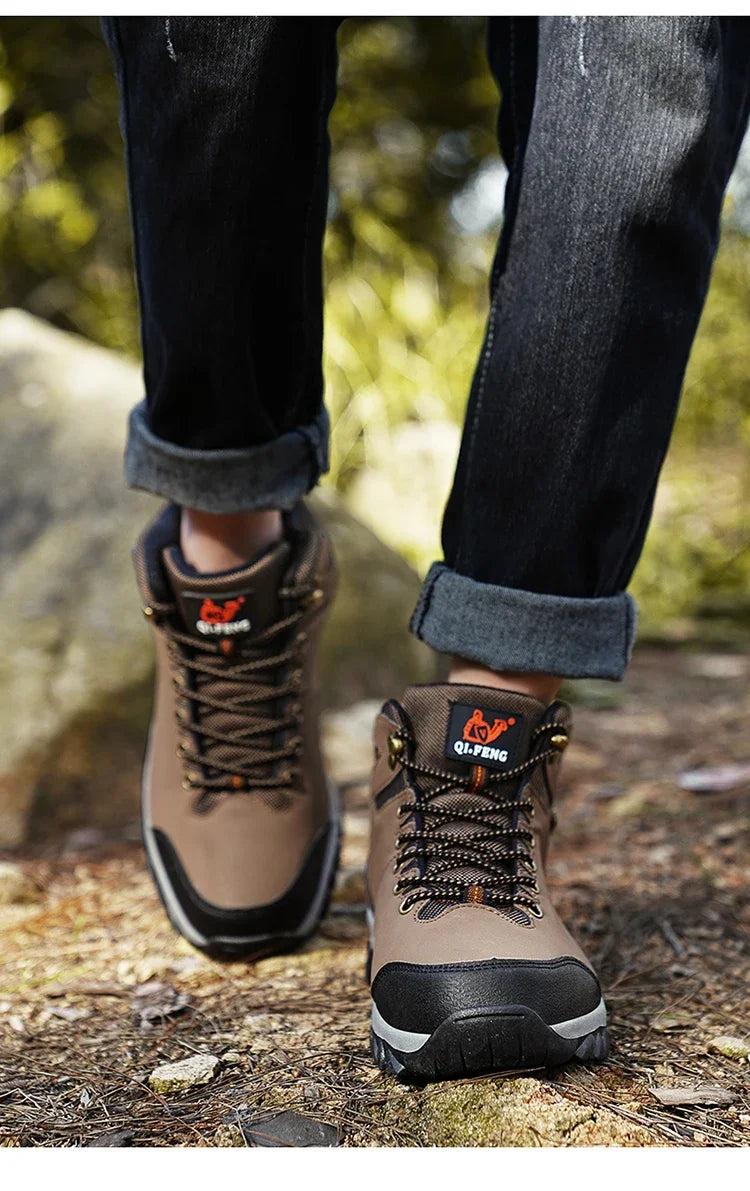 Men Winter Snow Boots Waterproof Leather Sneakers Super Warm Men's Boots Outdoor Male Hiking Boots Work Shoes Zapatillas Hombre
