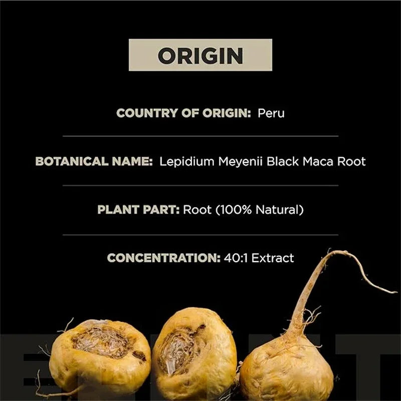 Black Maca Root, Ashwagandha, Panax Ginseng, Fenugreek Capsules, Male Enhancing Supplement Natural 4-in-1 Organic Original