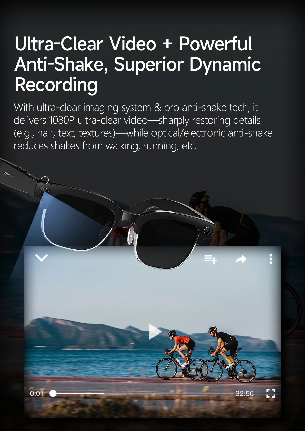 New 800W Smart Glasses 4K HD Camera 4GB Memory BT Call Voice Assistant Translate Touch Control Music Player sunglasses Men Women