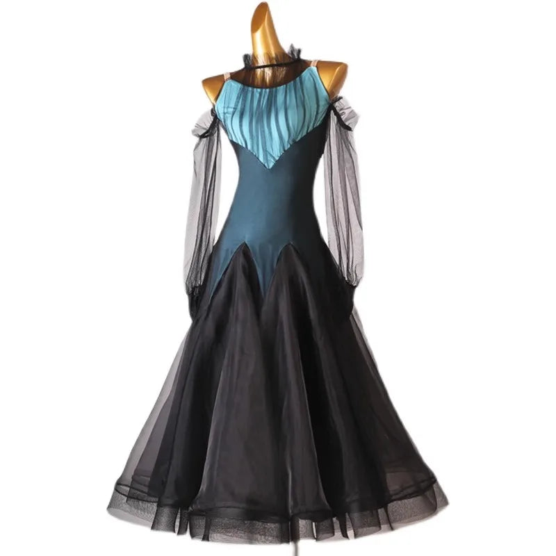 Sports Dance Suit Competition Ballroom Dress Girls Outfit Long Sleeve Adult Costume Waltz Modern Clothing Evening Stage Costumes