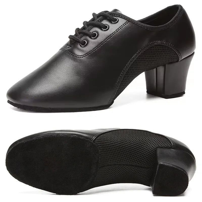 Latin Dance Shoes Men Modern Tango Salsa Leather Ballroom Shoes Square Heels Adults Children Boys Party Dance Shoes sport