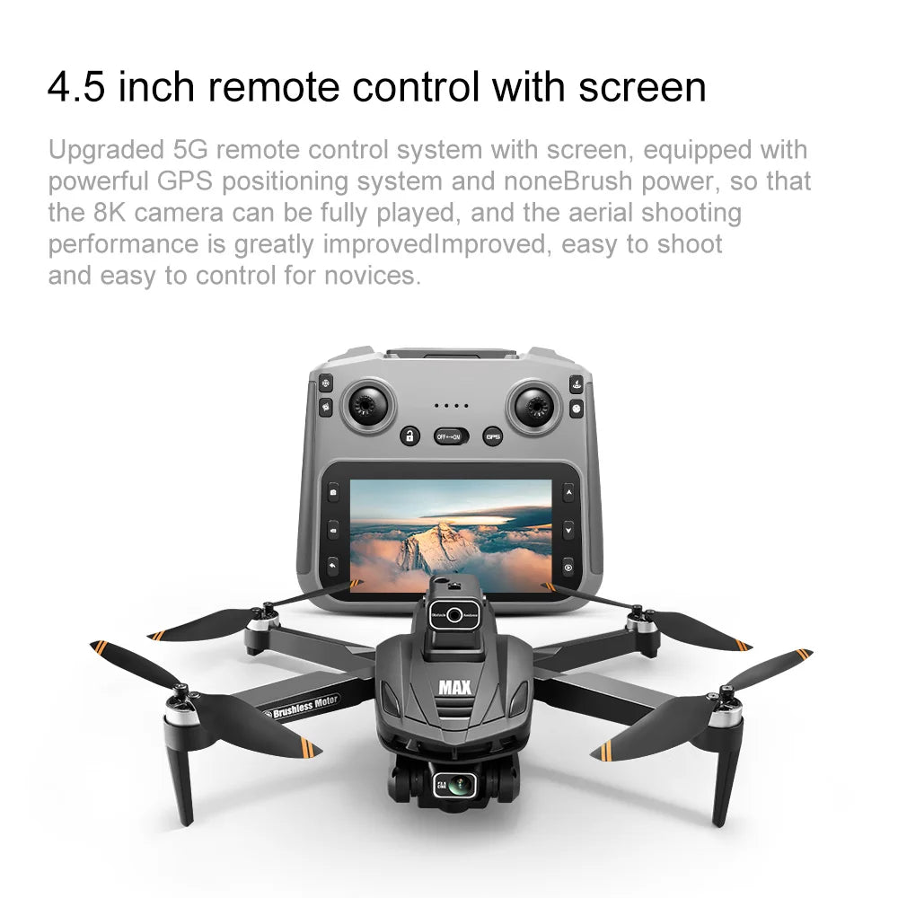 V168 MAX GPS Drone Professional 8K Camera Aerial FPV Brushless Avoiding Obstacle with Large Screen Remote Control Folding Drones