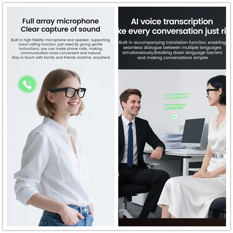 New Smart Glasses HD 8K Electrochromic Lens Bluetooth Call Music AI Voice Translate Video Recording Camera Sunglasses Men Women