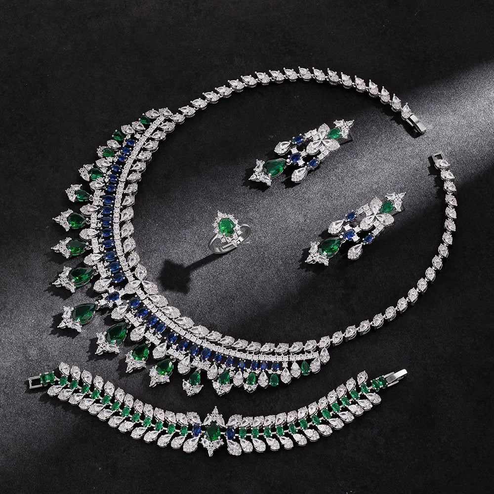 Women's necklace set cubic zirconia bridal jewelry Dubai wedding engagement party holiday jewelry accessories