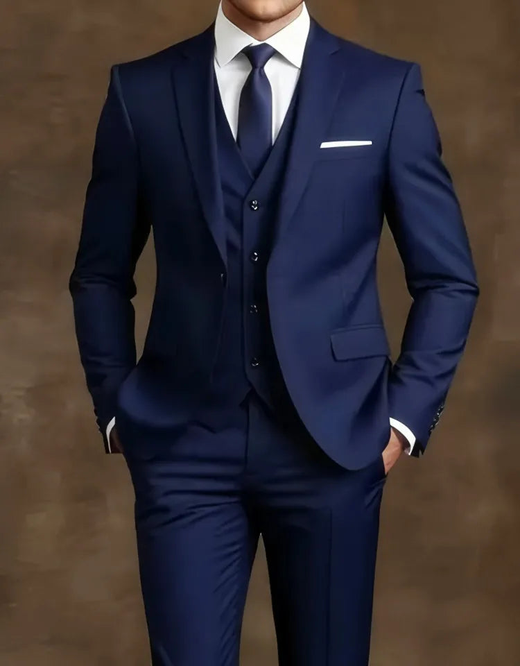 Elegant Men's Suit Sets- Slim Fit Tuxedo Set for Weddings & Formal Occasions, Black Suit