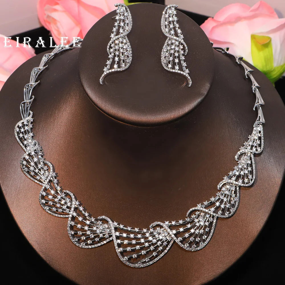 EIRALEE New Women's jewelry set Cubic Zirconia necklace and earrings Bridal jewelry set for women's ball wedding party accessori