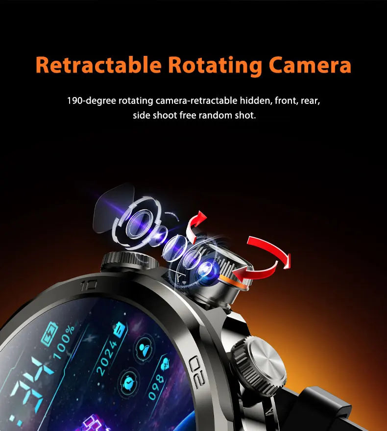 Original H19 Smart Watch Android 10.0 Smartwatch With 190° Rotary Camera GPS WIFI 1.95inch Larger Amoled Screen 256GB Storage