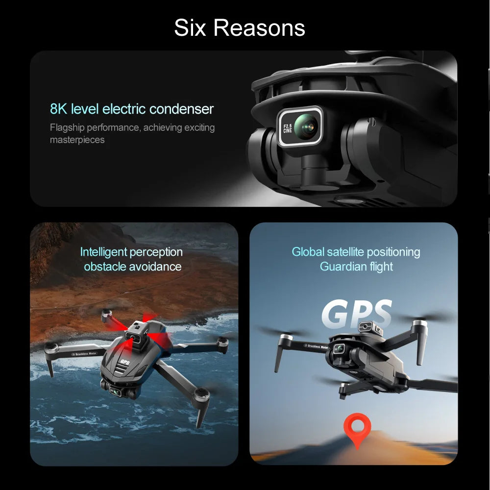 V168 MAX GPS Drone Professional 8K Camera Aerial FPV Brushless Avoiding Obstacle with Large Screen Remote Control Folding Drones