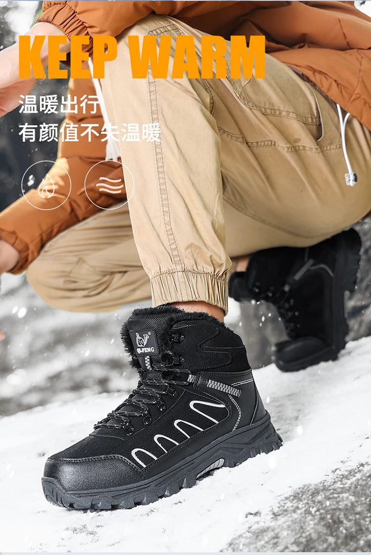 Large 49 Outdoor Ankle Boots Men Non Slip Fashion Lace Up Climbing Leather Winter Hiking Footwear High Top Leisure Hiking Shoes