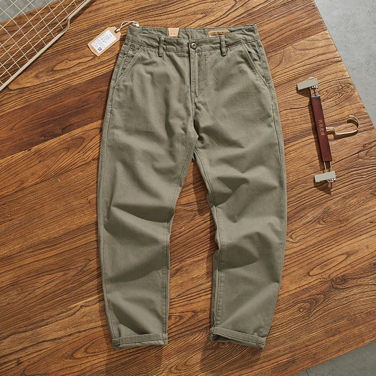 American Retro Workwear Pants Men's Heavyweight Chino Casual Straight Leg Tapered Versatile Cotton Urban Faion Trousers