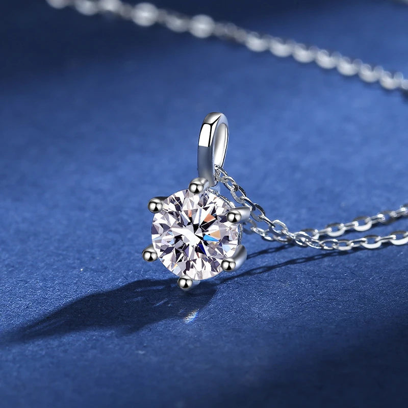Silver 925 4 prong Moissanite Pendant Necklace For Women Trendy Design D Color VVS Pass Diamond Test Jewelry with box GRA