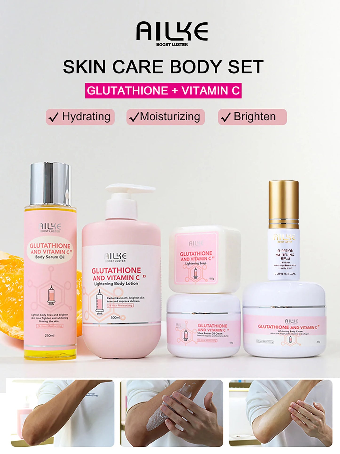AILKE Whitening Skin Care Cream, Lightening Lotion, Remove Dark Spots With Glutathion, Shea Butter, Moisturizing Body Cream