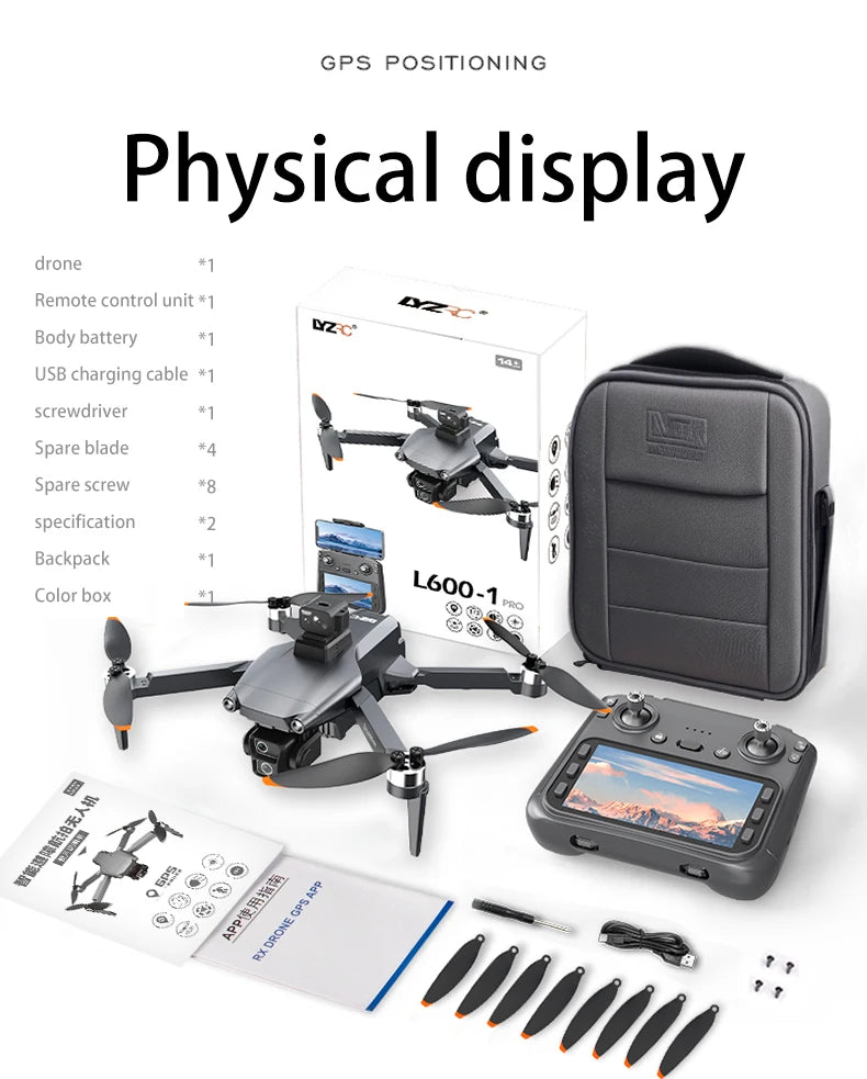 New L600-1 GPS Drone Professional 8K Camera Aerial FPV Brushless Avoiding Obstacle with Large Screen Remote Control Folding Dron