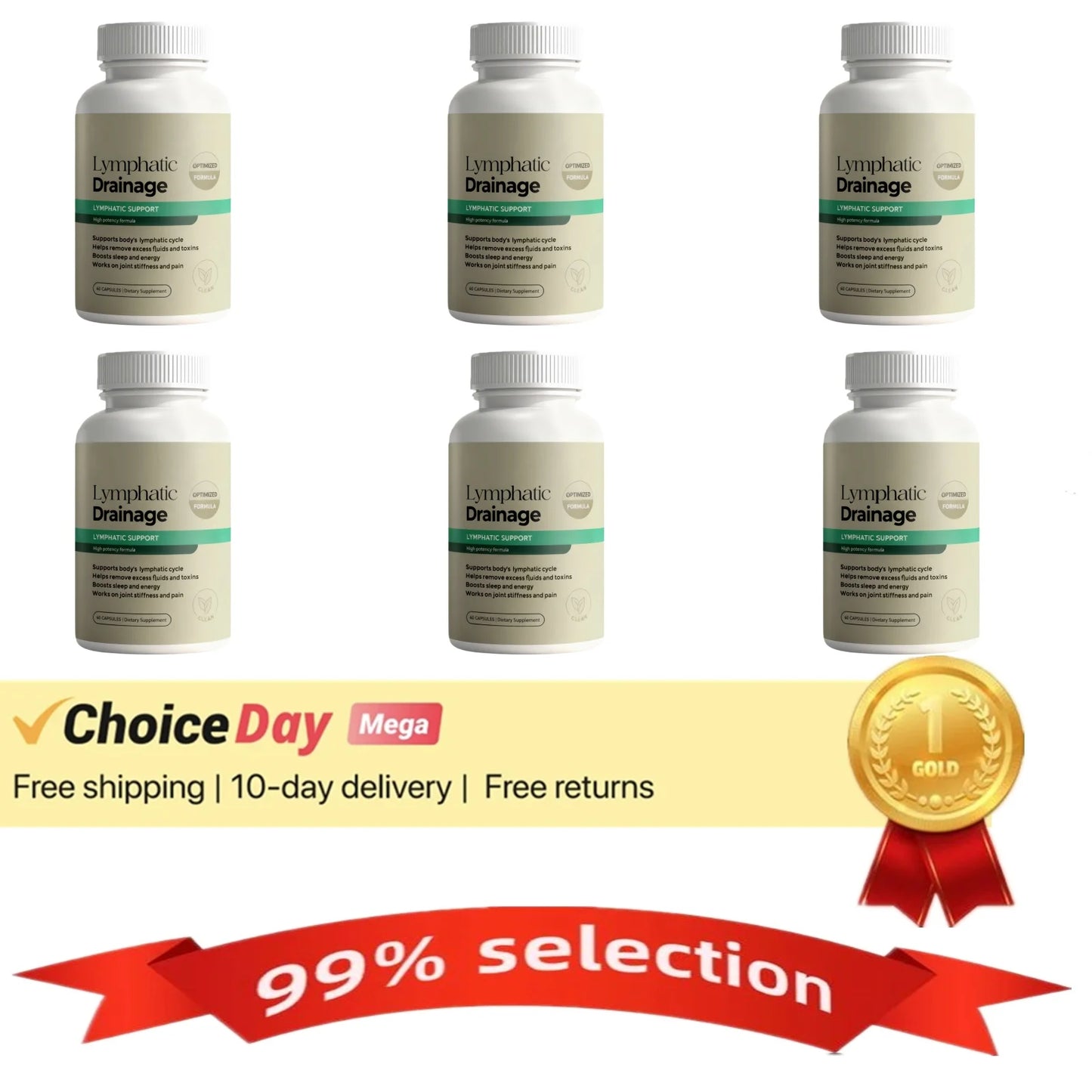 Lymphatic Drainage Capsules - Reduce Puffiness, Cleanse & Detox, Body Shape Weight Management, Supports Thyroid Health