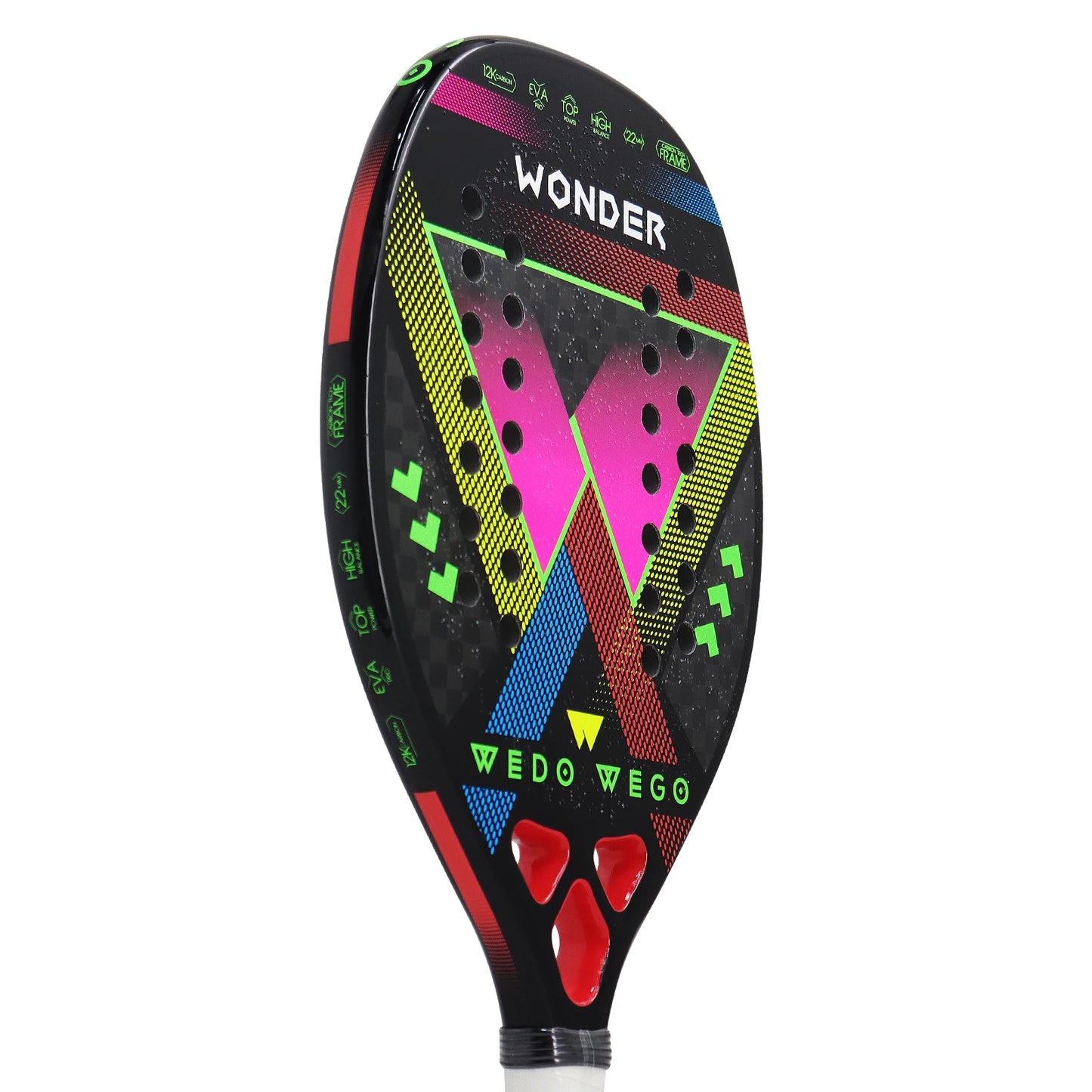 Pro-Grade Beach Tennis Racket - Carbon Fiber Material, Precision Drilled Holes & Frosted Rough Surface