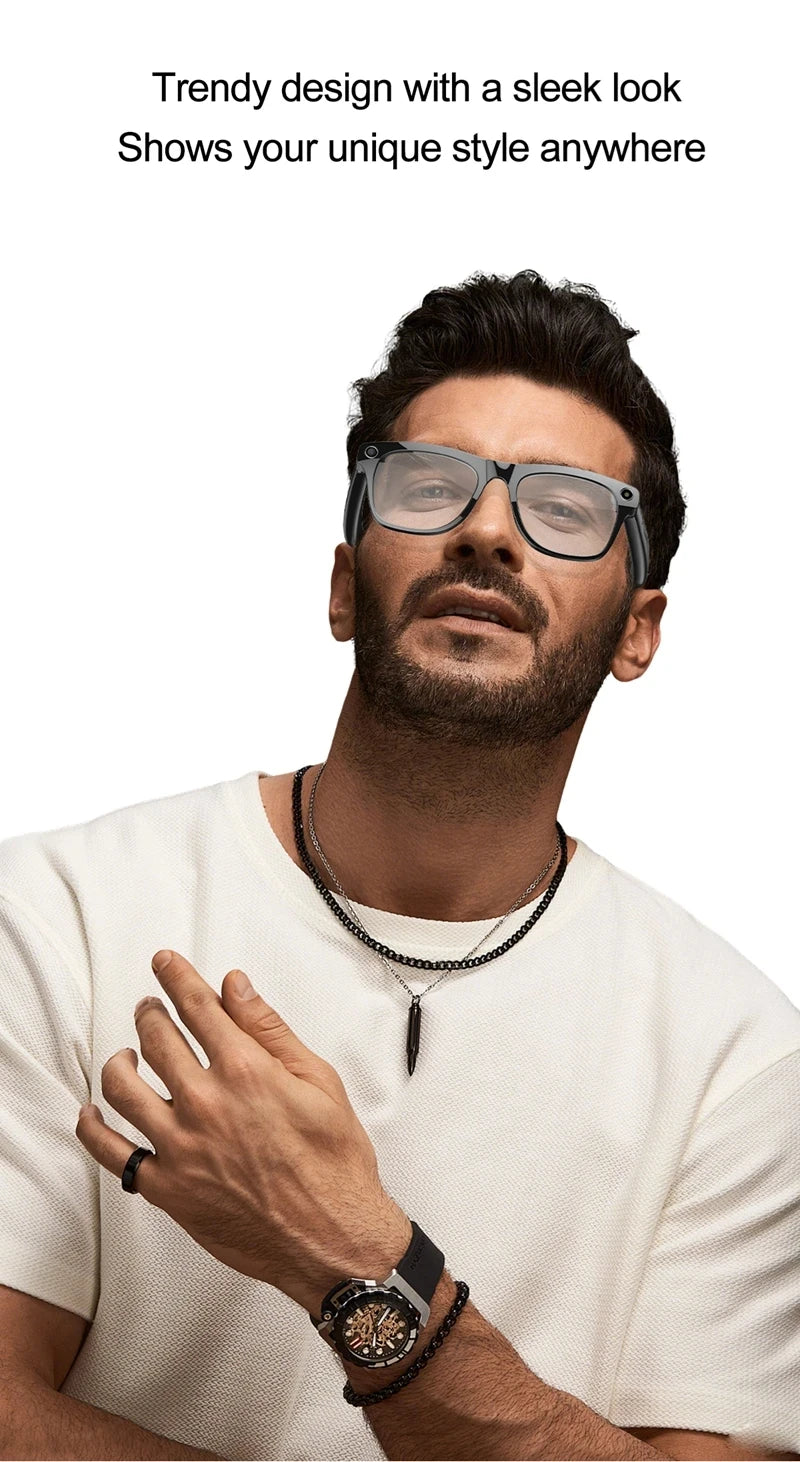 6K HD AI Smart Glasses Photochromic Multifunction Bluetooth Calling Voice Assistant Music Player Translate Camera Glasses 2025