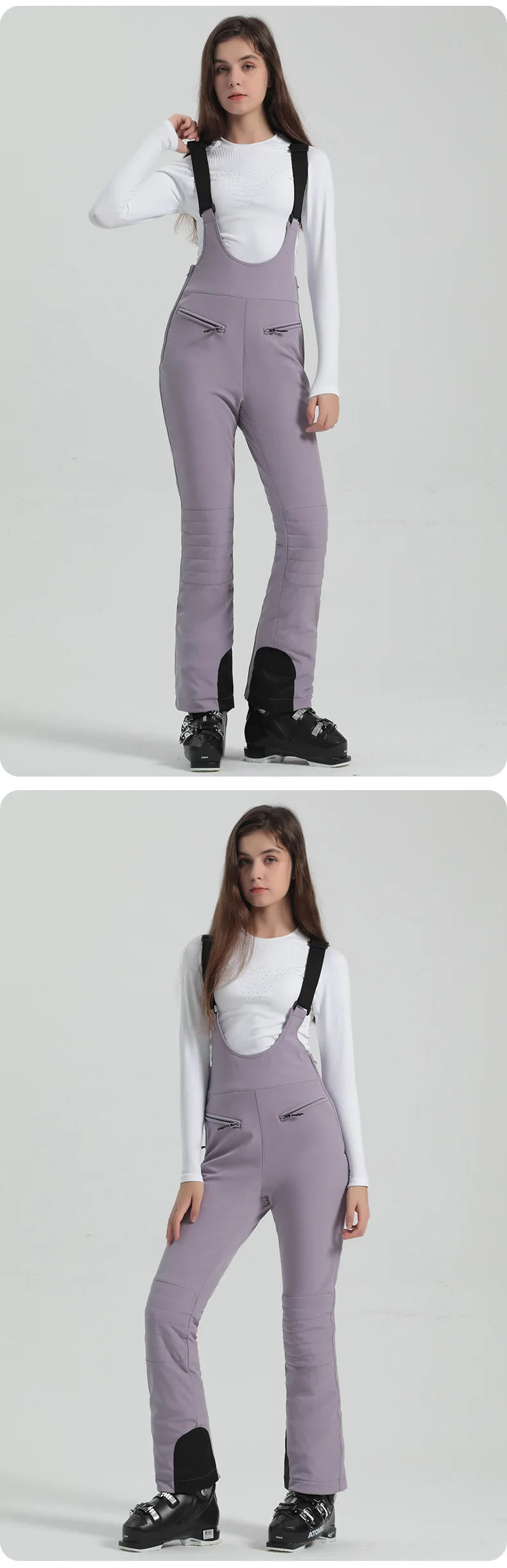 2024 Gsou Snow Winter Ski Pant Women Snowboard Strap Trouser High Waist Elastic Windproof Waterproof Thicken Thermal for Outdoor