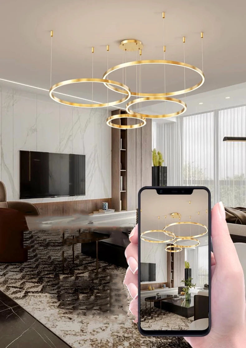 Modern home decor ring led lights pendant light lamps for living room Chandeliers for dining room hanging light indoor lighting