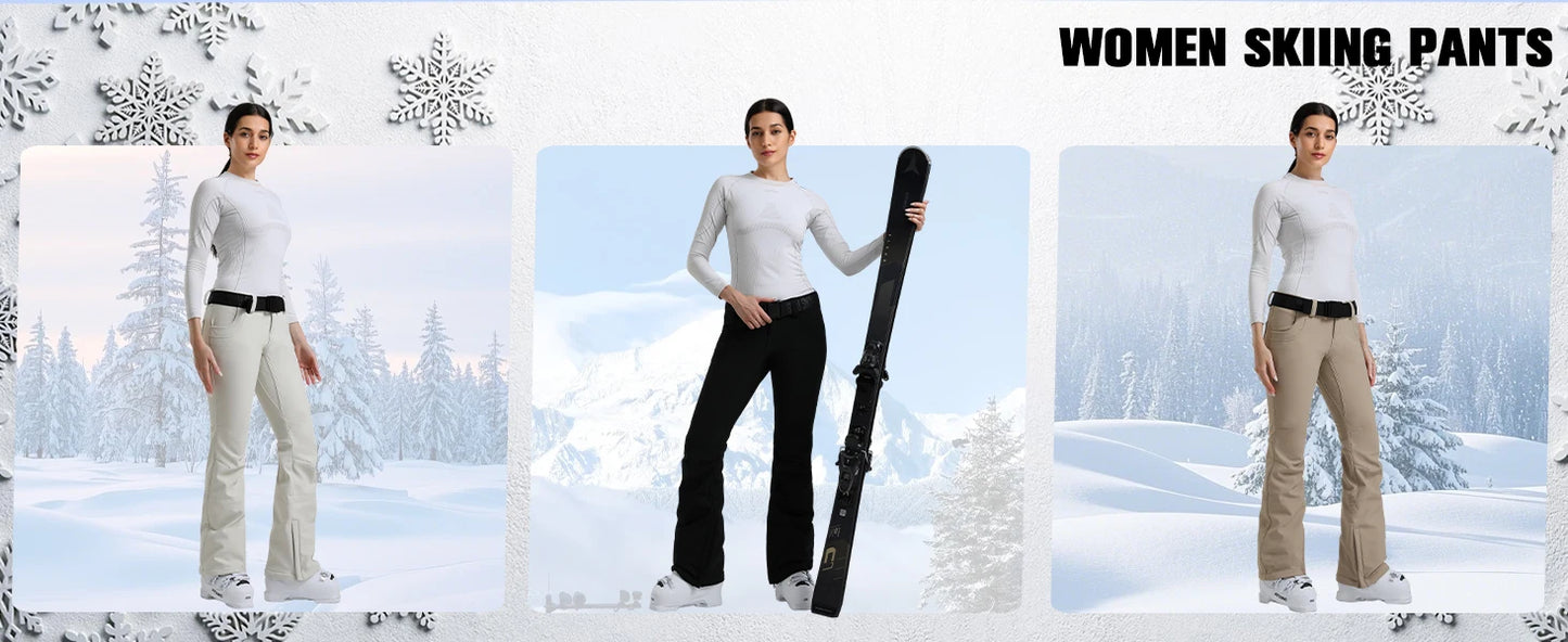 New GSOU SNOW Ski Pants Women Snow Slim Pants Snowboard Pants Waterproof Insulated Windproof Warm Outdoors Winter Sports Hiking