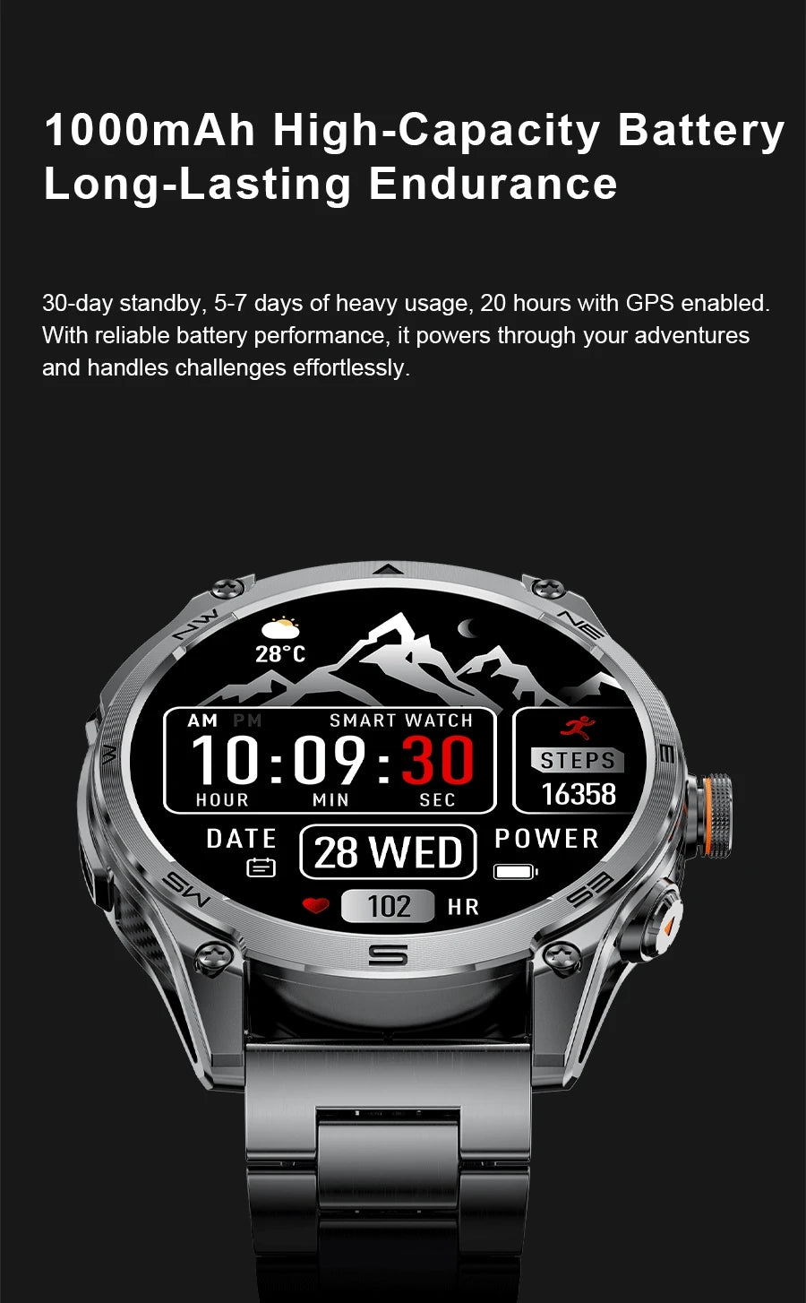 2025 New Military T-Rex 3 Ultra GPS Smart Watch 1000mAh Battery 10ATM Waterproof Compass Flashlight Sports trackr Smartwatch Men