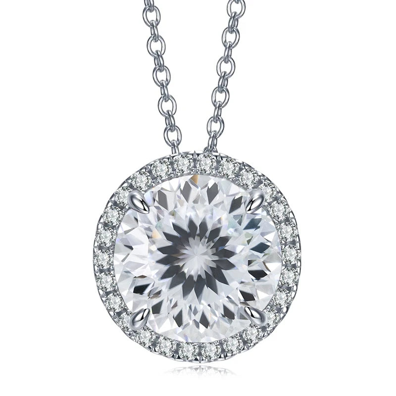 JoyceJelly Classic S925 Sterling Silver Necklace With 5CT 11mm Colorful Moissanite Gemstones Wedding Party Luxury Fine Jewerly