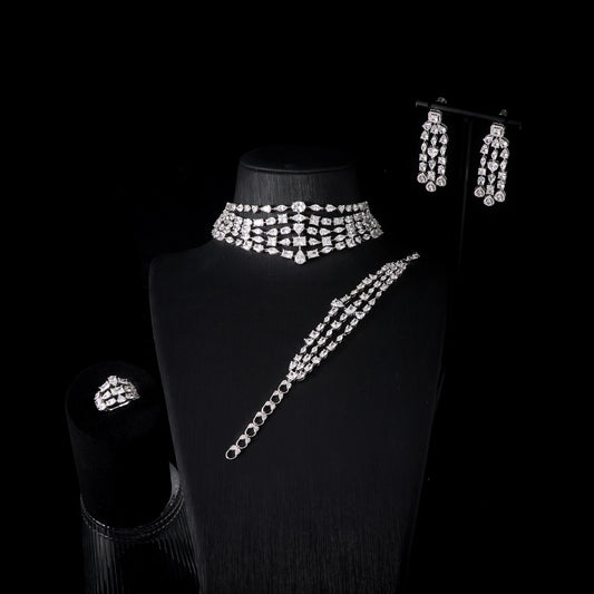 IN JEWELIFE 00113 Luxury Choker Neck Necklaces Set for Women Jewelry Sets Unique Color Cubic Zirconia Wedding Accessories 00044