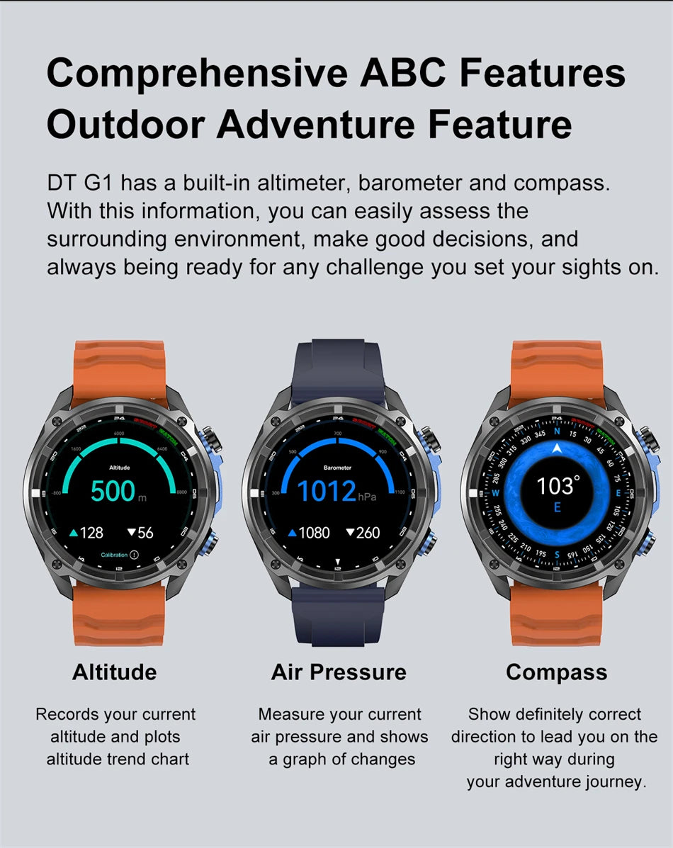 2026 Newly upgraded GPS Military Sports Smart Watch 860mAh 1.43-inch AMOLED Compass Altimeter Call 5ATM Waterproof Sports Watch