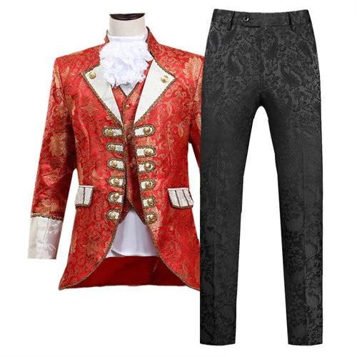Palace Performance Dress Men Luxurious Jacquard Suits 2025 New Fashion Singer Pianist Stage Blazer Jacket and Pants with Vest