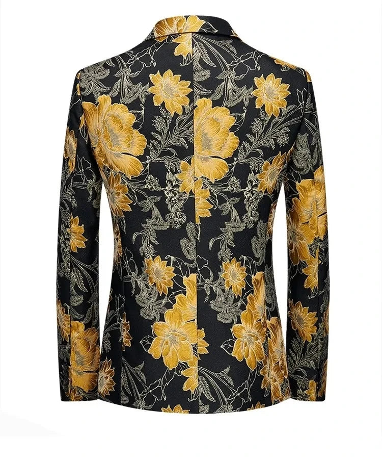 (Jacket + Trousers) Fashion Men Jacquard Suits, High Quality Male Business Social Groom Wedding Party Flower Dress Set