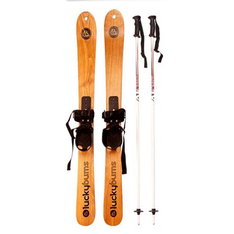 Natural Ash Wood Twin Tip Alpine Skis Adults Kids Vintage Wooden Skis Stylish High Quality Display Ready Snow Snowboard
