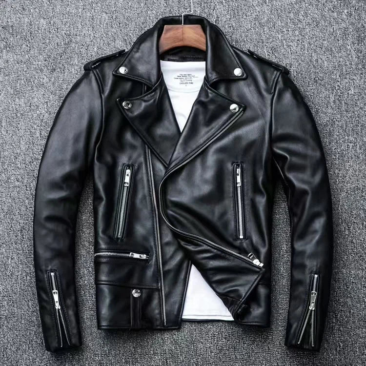 Men's Slim Fit PU Leather Jacket Fashionable Motorcycle Style Spring Autumn Korean Version Casual Outerwear Male Biker Coat