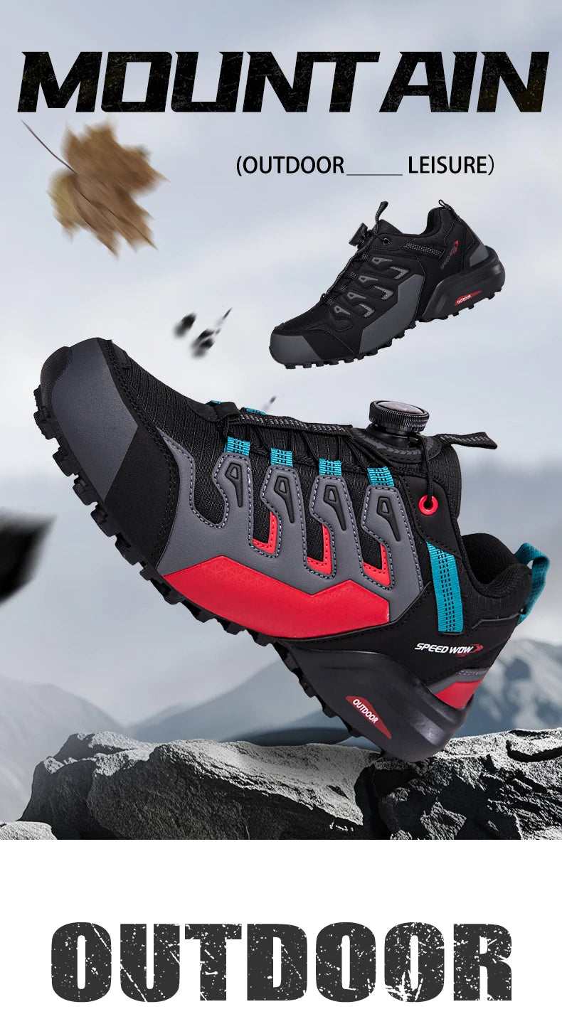 HIKEUP Men's Hiking Shoes Suede Leather Outdoor Shoes Wear-resistant Men Trekking Walking Hunting Tactical Sneakers
