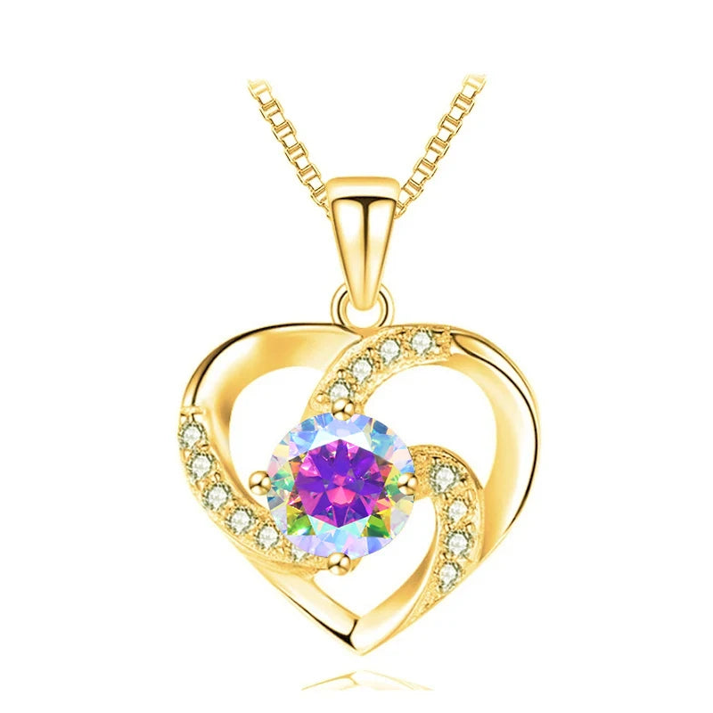 JoyceJelly 1CT Pass Tested Moissanite Heart Necklace for Women S925 Silver Gold Silver Color Diamond Pendant Birthday Party Gift