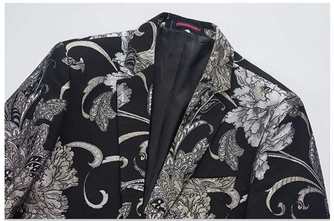 New Men Fashion Trend Wedding Party Jacquard Suit Jacket Single-breasted Slim Blazer Singer Host Stage Performance Dress Coats