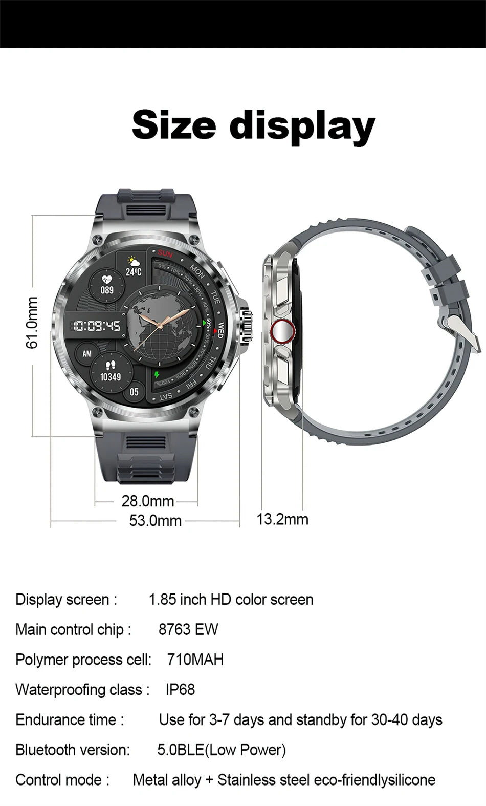 2026 New Men GPS Track Smart Watch 1.85 Inch Ultra HD AMOLED Screen 710 Mah Battery Bluetooth Call Smartwatch For Android IOS