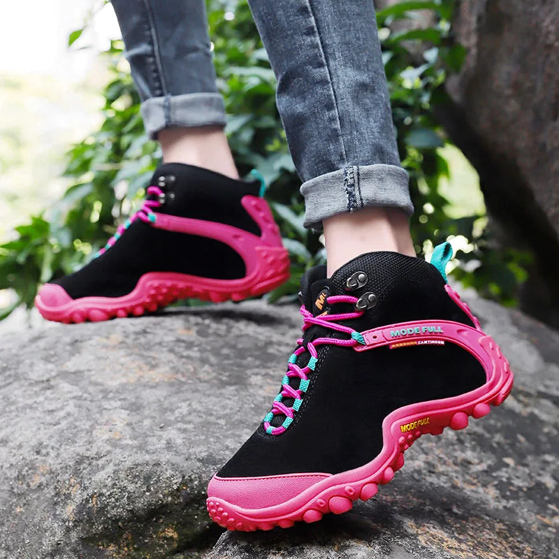 Cow Leather Winter Men Hiking Boots For Women Outdoor Waterproof Treeking Snow Shoes Climbing Mountain Hunting Walking Sneakers