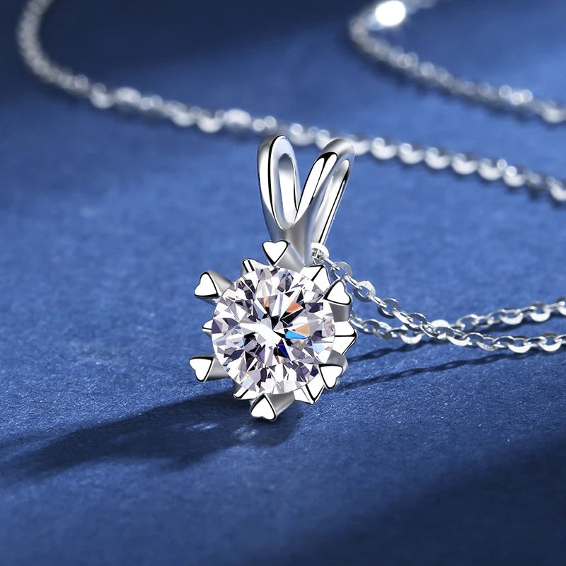 S925 Sterling Silver High Jewellery 100% Moissanite Pendant Necklace D Colour with GRA Certificate for Ladies' Wedding, Party