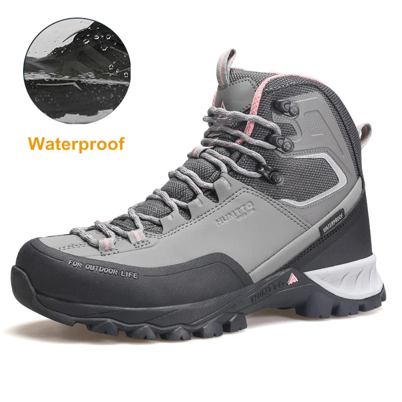 HUMTTO Waterproof Womens Hiking Shoes Luxury Designer Boots for Women Outdoor Climbing Trekking Sneakers New Leather Ankle Boots
