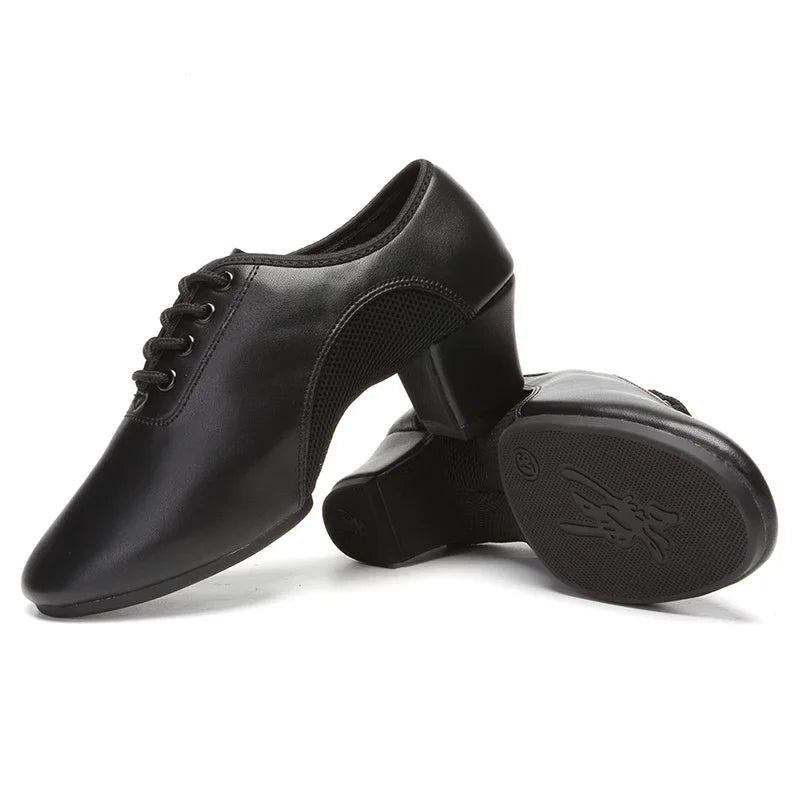 Latin Dance Shoes Men Modern Tango Salsa Leather Ballroom Shoes Square Heels Adults Children Boys Party Dance Shoes sport