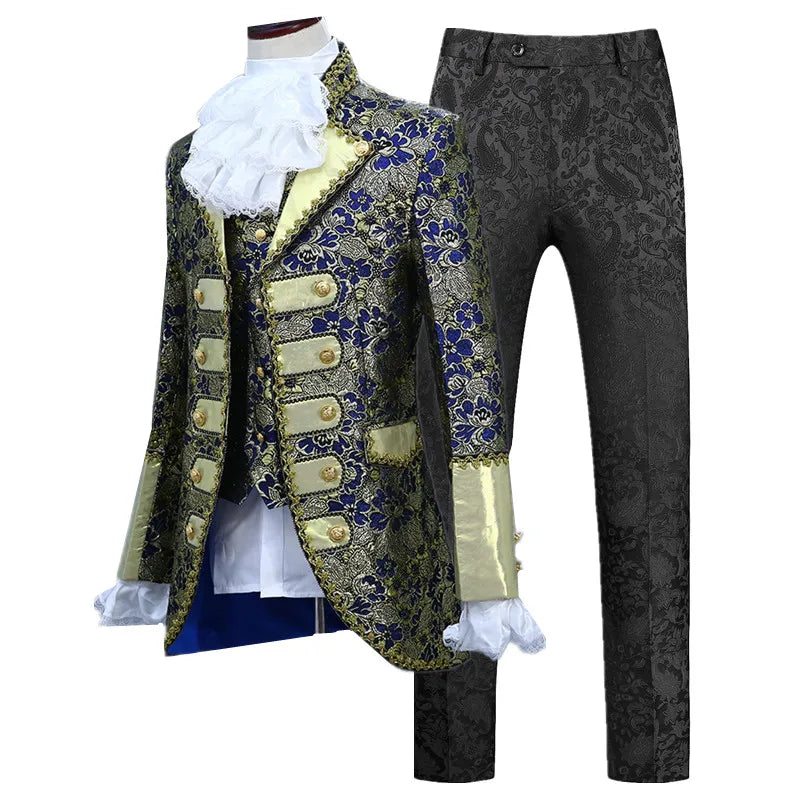 Palace Performance Dress Men Luxurious Jacquard Suits 2025 New Fashion Singer Pianist Stage Blazer Jacket and Pants with Vest