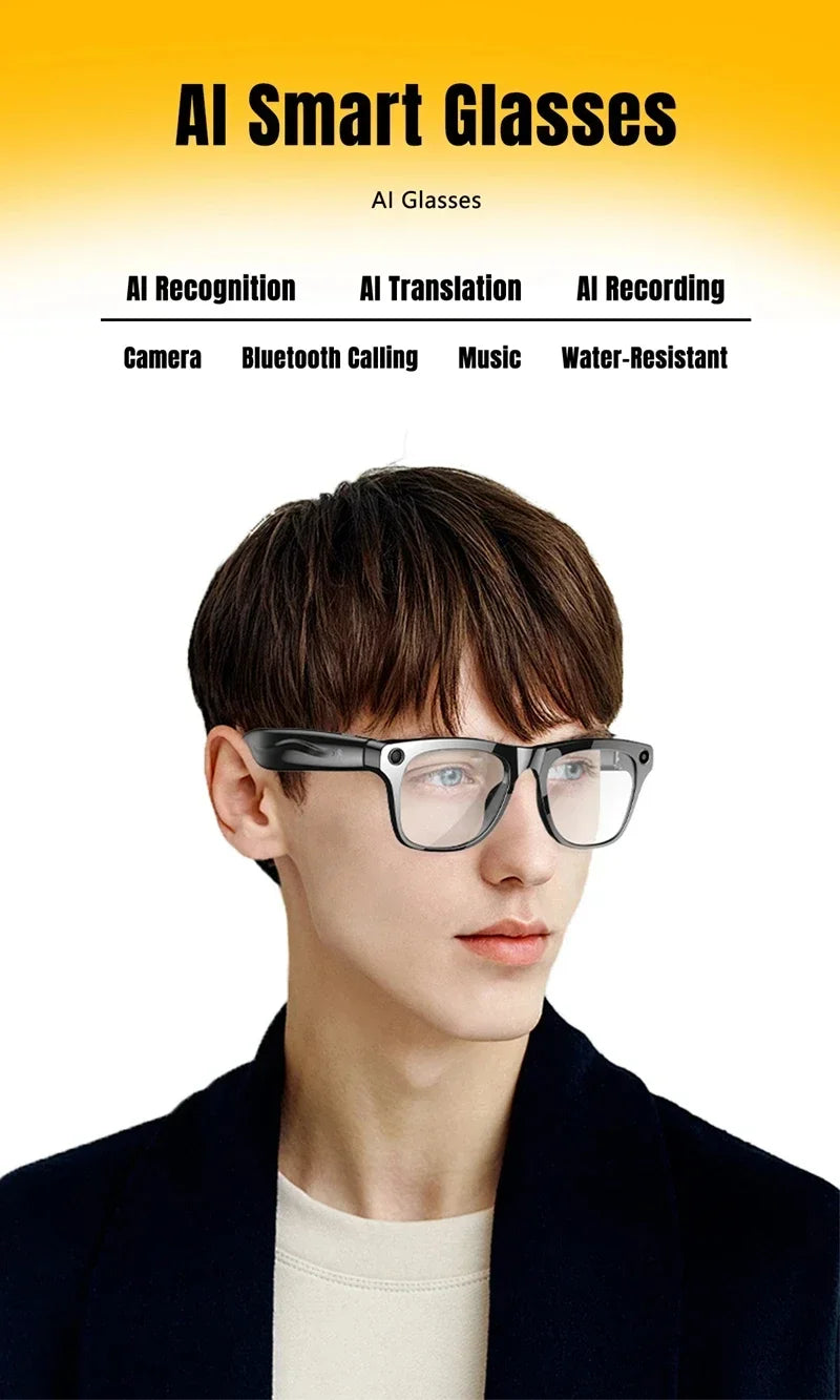 Lenovo AI Smart Glasses 800W Anti Shake HD Camera Video Recording Languages Translation Sunglasses BluetoothMusic Play Man Women