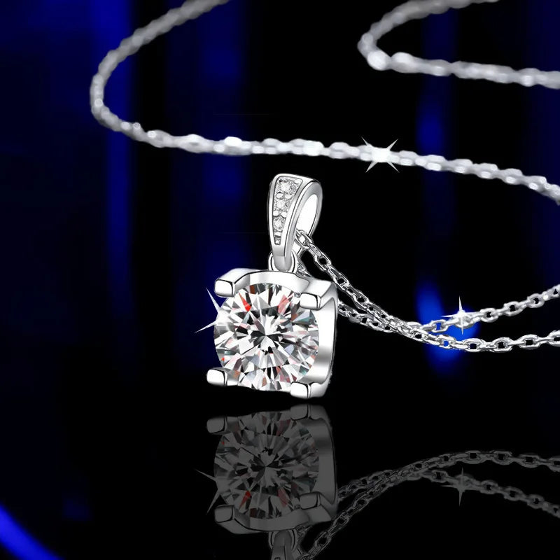 0.5-2CT D Color Moissanite Woman Pendant Sier Necklace For Women Chains Party Bridal Fine Jewelry 925sterling Silver Necklace