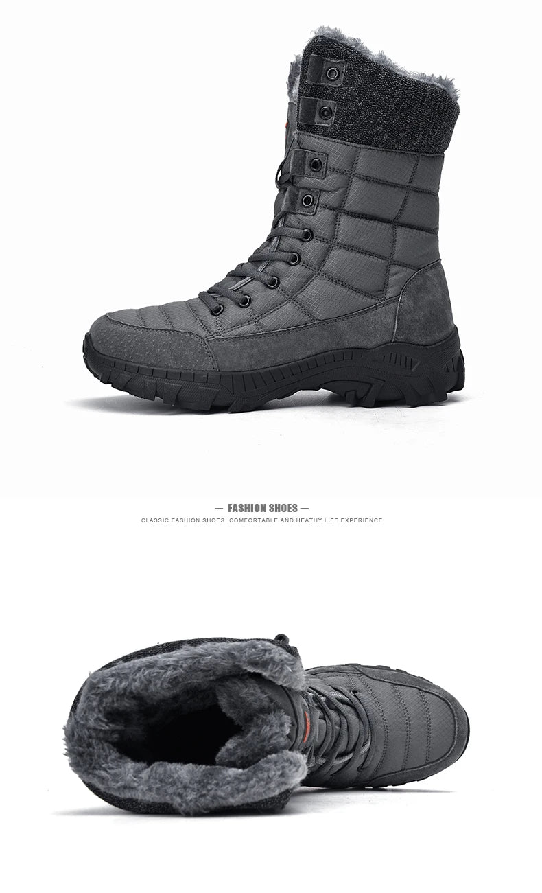 Men Shoes Snow Boots Men  Plus Velvet Warm Trend  High Top Winter 2023 New Outdoor Mountaineering Padded Mens Hiking Boots