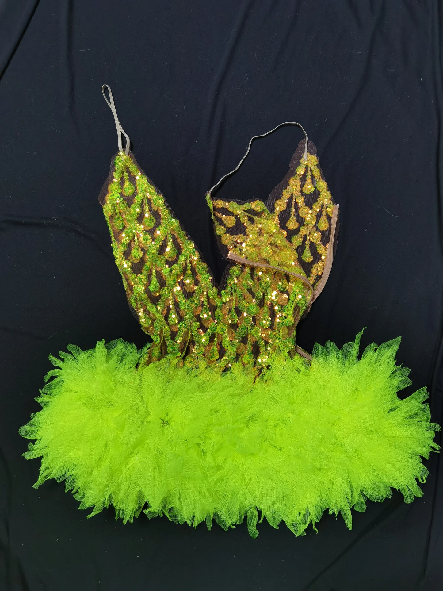 Fluorescent yellow Rhinstone Mesh tube top evening dress sing Gala Elegant Women Party Birthday Special Ocassion Sexy costume