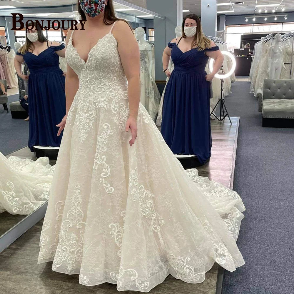 BONJOURY Charming Wedding Dress Mermaid Appliques Button Off the Shoulder Court Train Vestidos De Novia Brautmode Customized